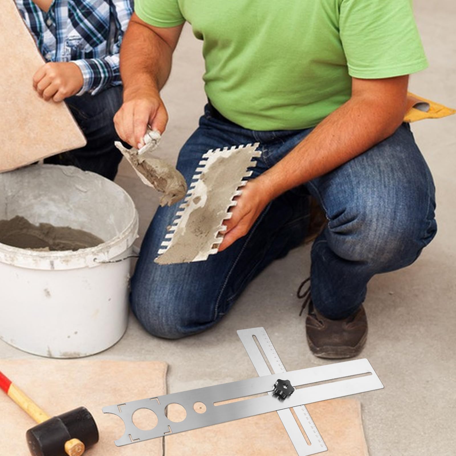 Trova fori per piastrelle in ceramica e marmo, righello da 60 cm, in acciaio inox durevole, con foro di precisione per piastrelle con angolo flessibile per vetro e fori per piastrelle