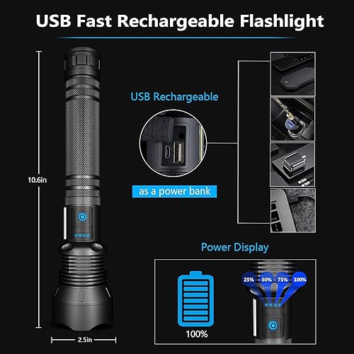 Miniatura 6 de Tongtai Linternas LED recargables de 120000 lúmenes altos más brillantes linterna mejorada P702 súper brillante con luz lateral Cob linterna de alta