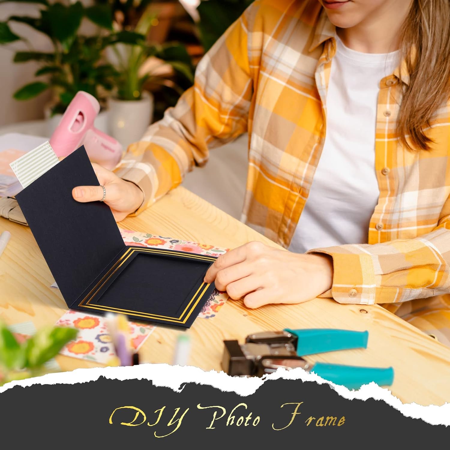 Fainne 150 Pack Photo Folders 4x6Inch Cardboard Picture Frame Photo Frame Thank You Cards Cardboard Folders Paper Greeting Cards Inserts for Portraits Christmas Wedding (4 x 6 Inch,Black and Gold)