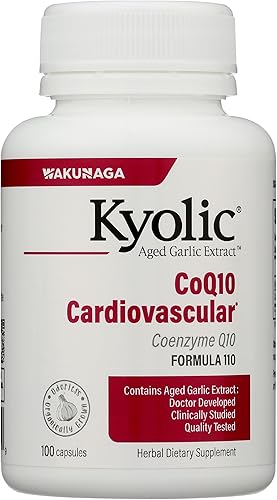 Kyolic Extracto de ajo envejecido Fórmula 110 CoQ10 Cardiovascular, 100 Cápsulas