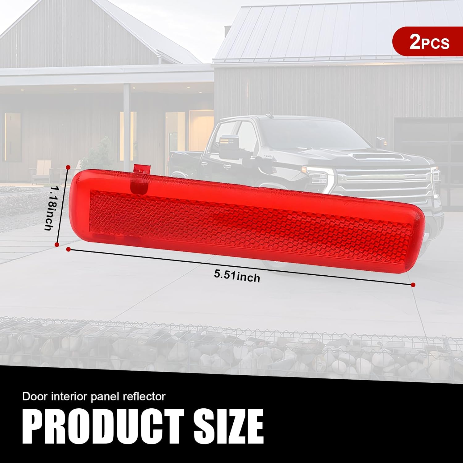 2 PCS Door Interior Panel Reflectors, Automotive Replacement Part #15183155, 15183156, Left and Right Door Reflectors, Compatible with 03-07 Chevrolet Silverado (Red)