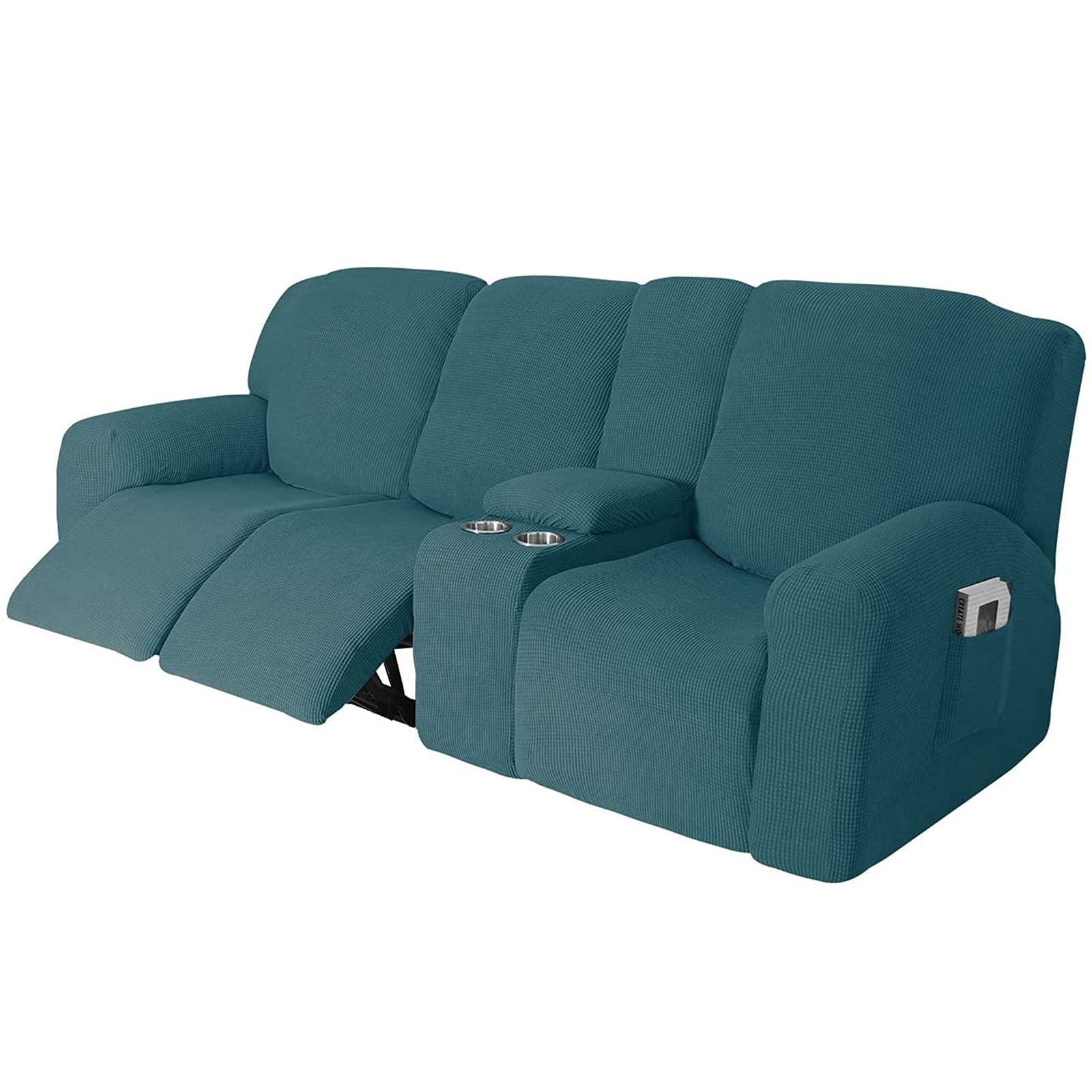 Recliner Sofa Slipcover, with Cup Holders - Furniture Protector Cover for 2-3 Seater Reclining Sofa with Console - Sofa Cover