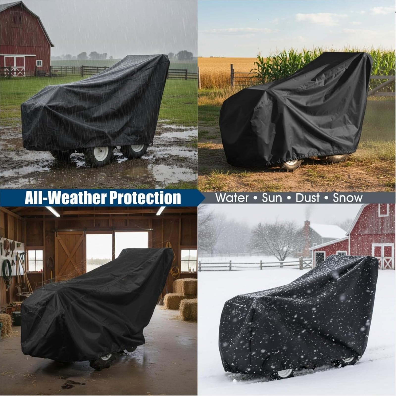 Cubierta para motoazada, cubierta para cortadora de jardín, tela Oxford 420D, resistente a los rayos UV, impermeable, a prueba de polvo, cubierta universal para motoazada con funda protectora negra