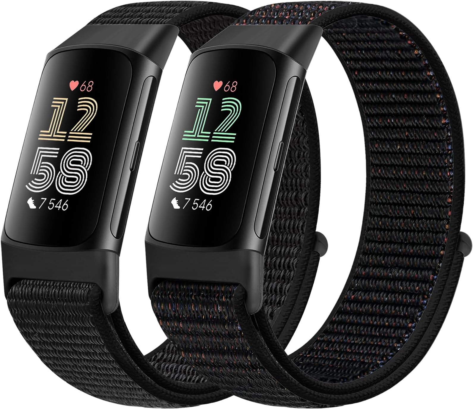 Sport Loop Nylon Watch Straps - Compatible with Fitbit Charge 6/5, Adjustable Breathable Replacement Soft Nylon Loop Wristband for Women & Men