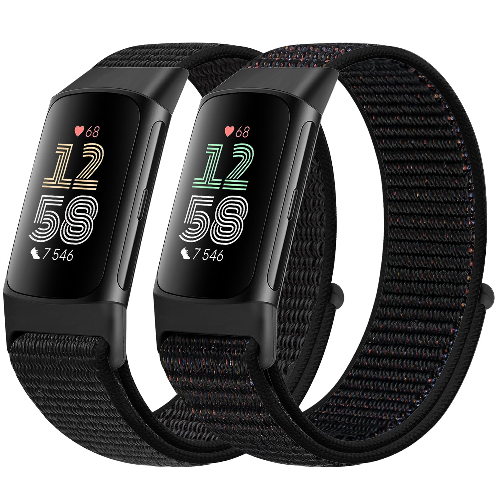 RunostrichSport Loop Nylon Watch Straps - Compatible with Fitbit Charge 6/5, Adjustable Breathable Replacement Soft Nylon Loop Wristband for Women & Men