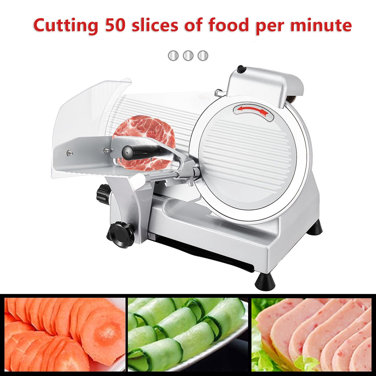 13 "Slicer de charcuterie en Acier Inoxydable, 50 tranches/Min et Serrure de sécurité, pour Porc surgelé/rôti de bœuf - équipement de Cuisine Commerciale