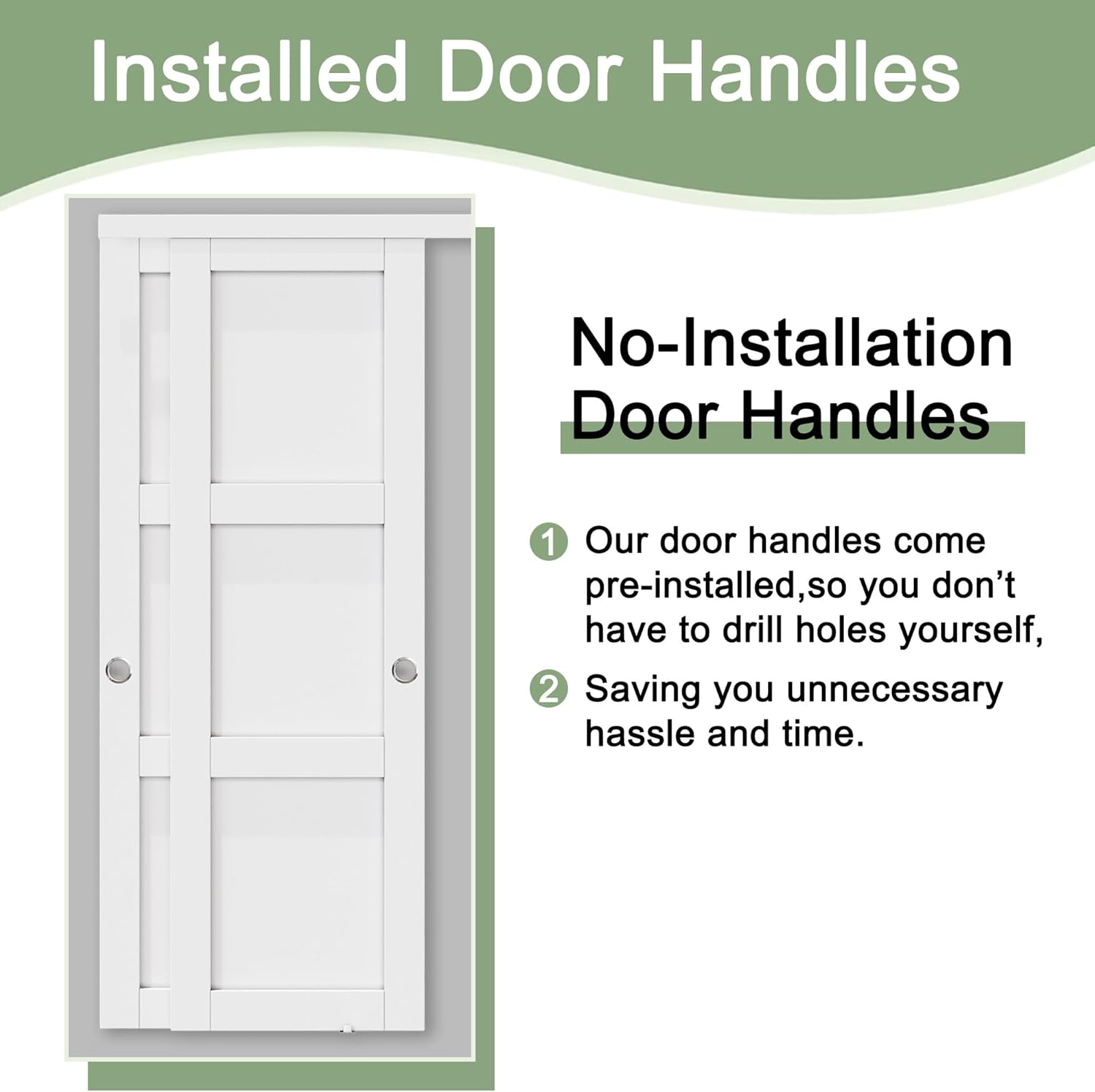 Paintable Sliding Closet Door 60" x 80", 3-Panel Solid Core Interior Sliding Door for Bedroom, Bypass Closet Panels with Hardware Track Kit & Floor Guide & Handles, Pre-Drilled Need to Assemble
