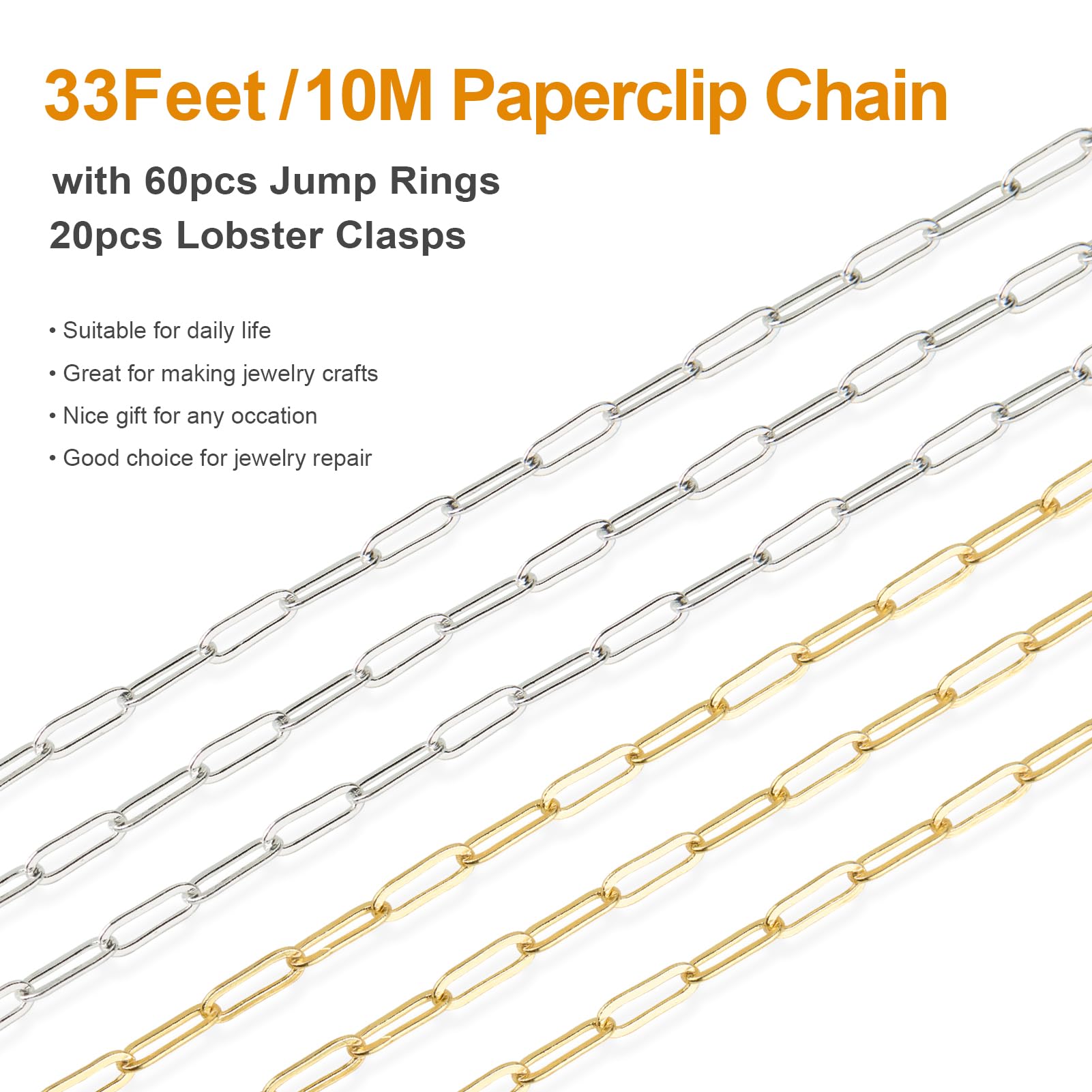 Paperclip Chain for Jewelry Making - 2 Rolls -4