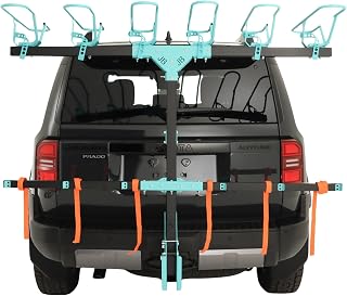 6-Bike Vertical Hitch Bike Rack with Free Slow Fold Strut for Vehicles with 2-Inch Class III Hitch, Easy-Load Design, Velo Turquoise