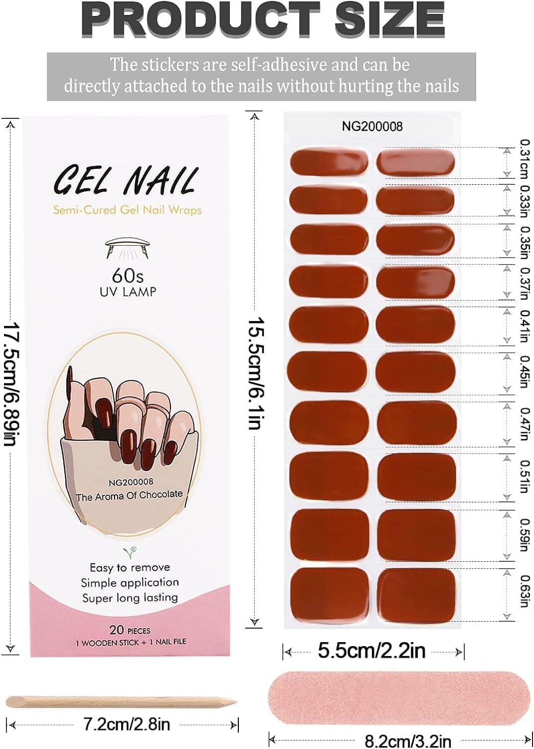 Cazuela 16PCS Solid Jelly Peach Gel Nail Stickers Wraps for Women Girls, Self Adhesive, Classic Style, Plastic Material, Nail Art Design, Indoor Use 3