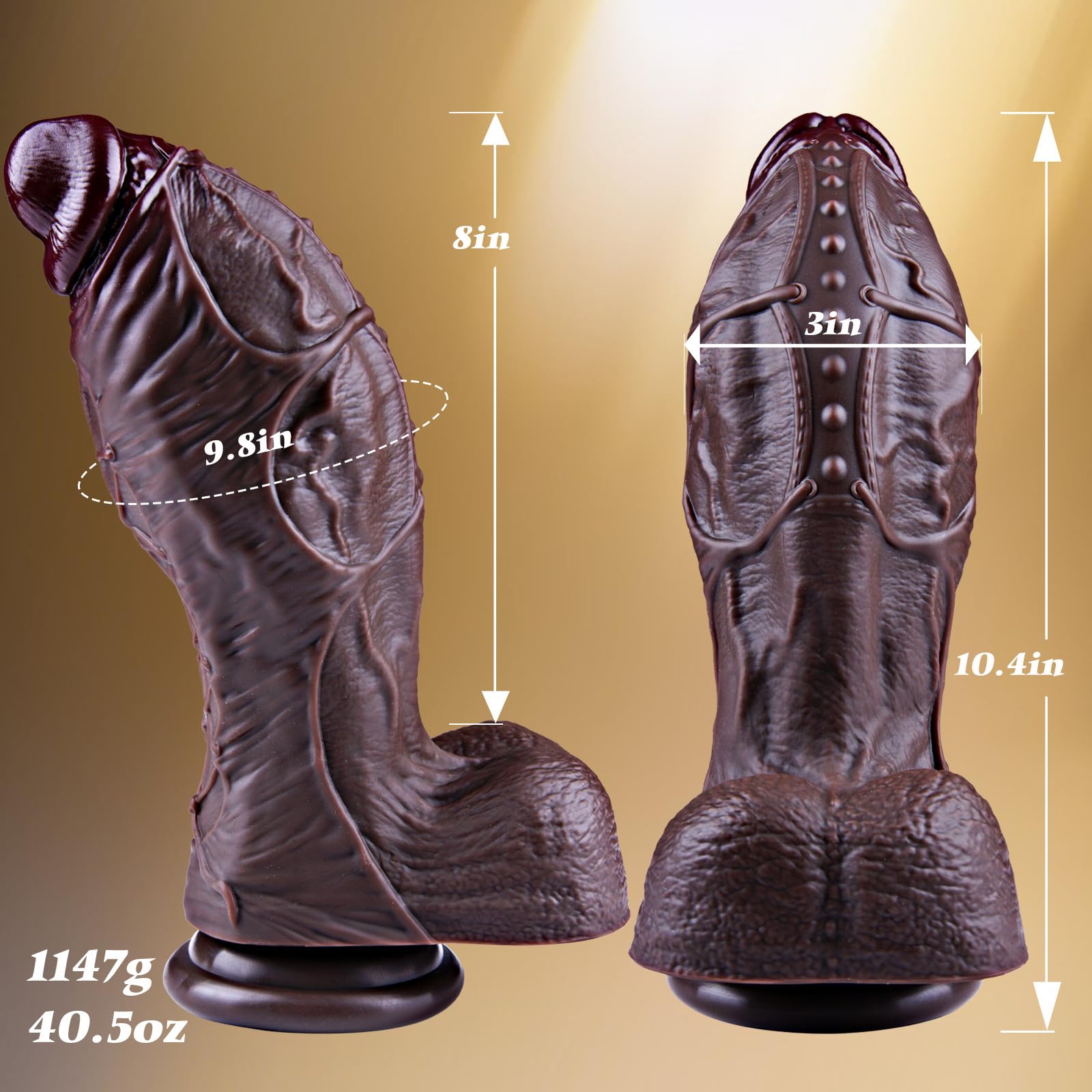 Enorme dildo nero da 7,8 cm di diametro, fallo spesso oversize realistico da 26,5 cm, fallo lungo con base a ventosa, fallo oversize XXL, fallo anale largo, adatto a uomini e donne esperti