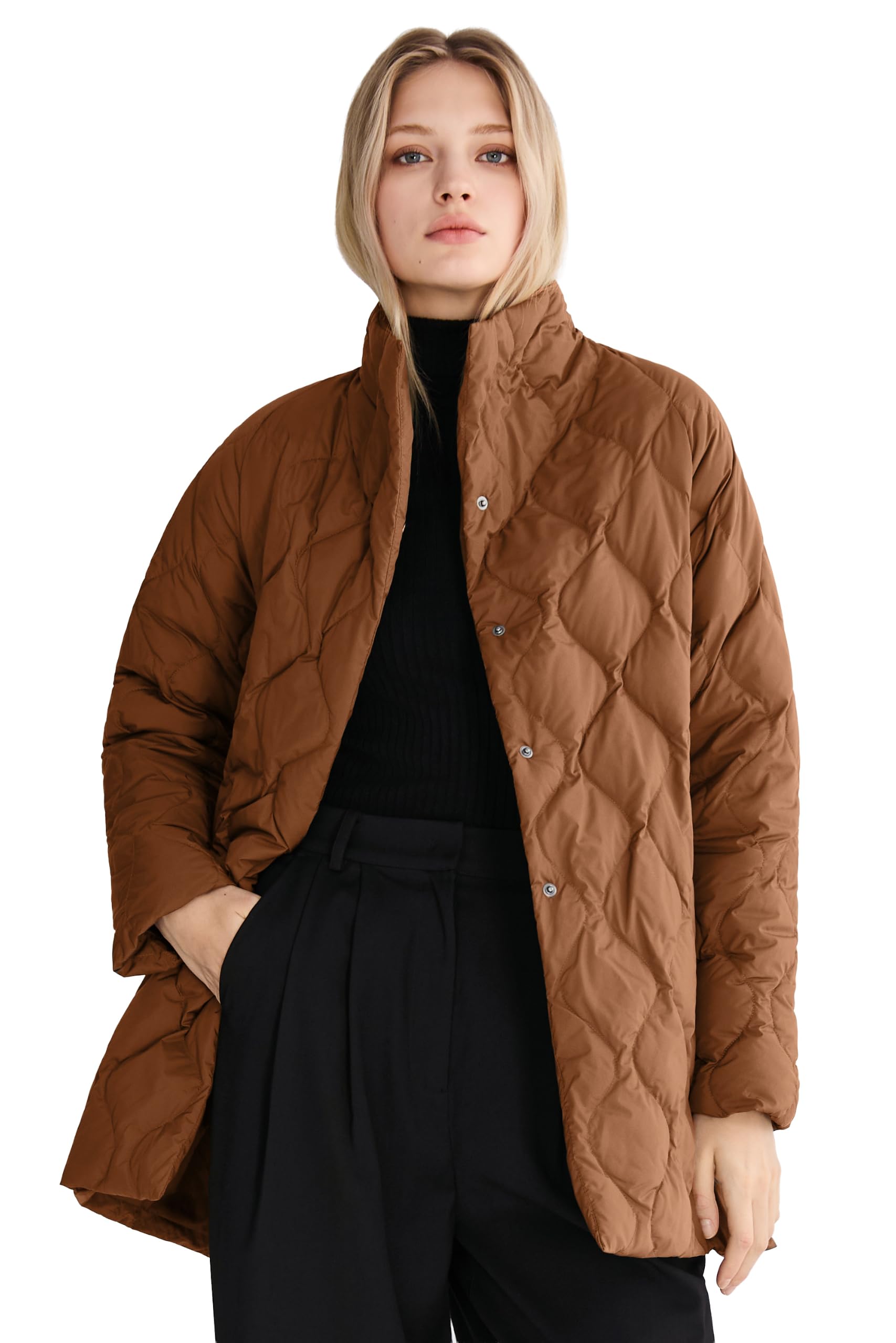 Women's Oversized Quilted Down Jacket Lightweight Puffer Casual Coat