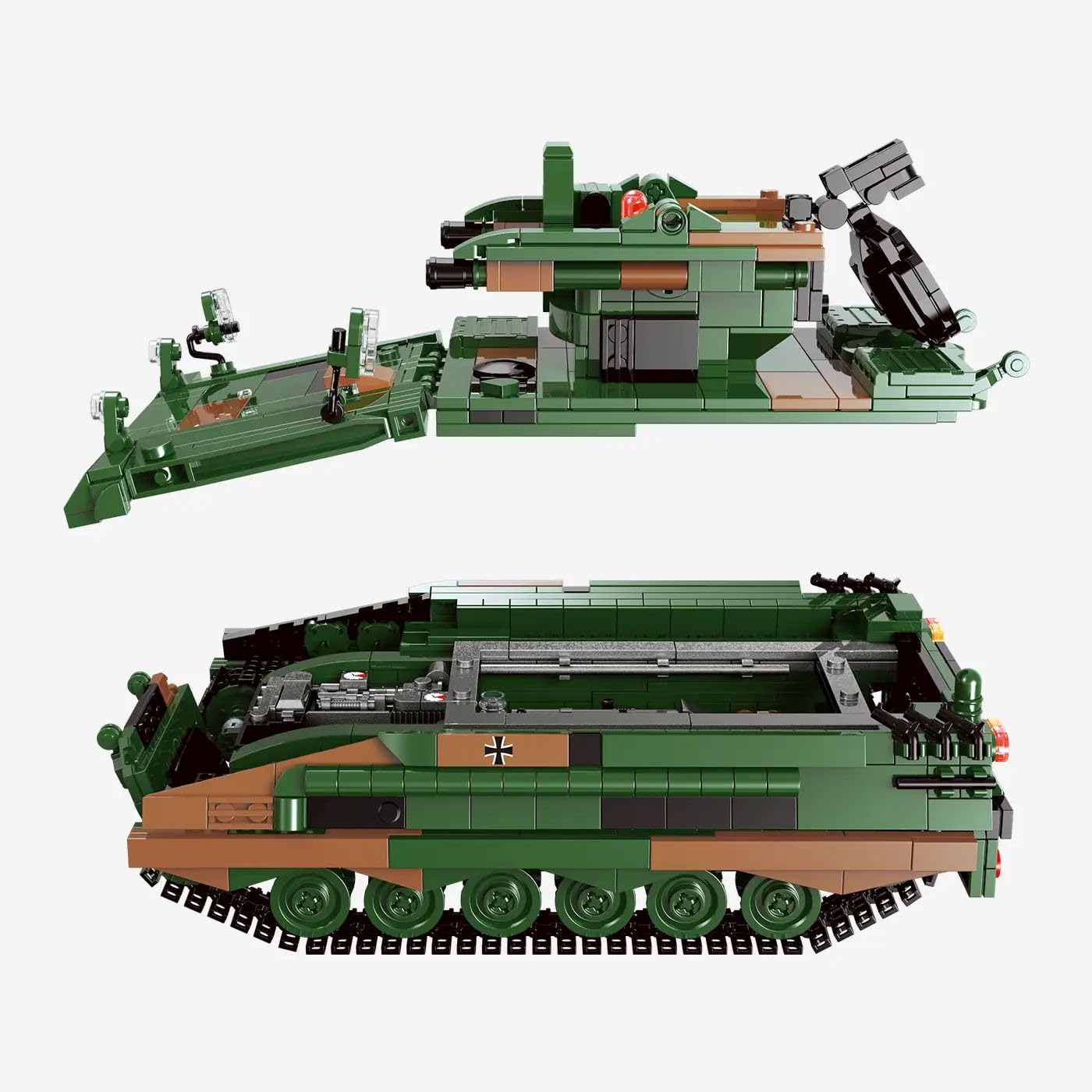 BlueBrixx FlaRakPz Roland II Bundeswehr, 1175 Klemmbausteine, Flugabwehr | Bewegliche Werferanlage, Radaraufbau, modularer Aufbau, gestalteter Innenraum, 238 x 134 x 161 mm, 109781