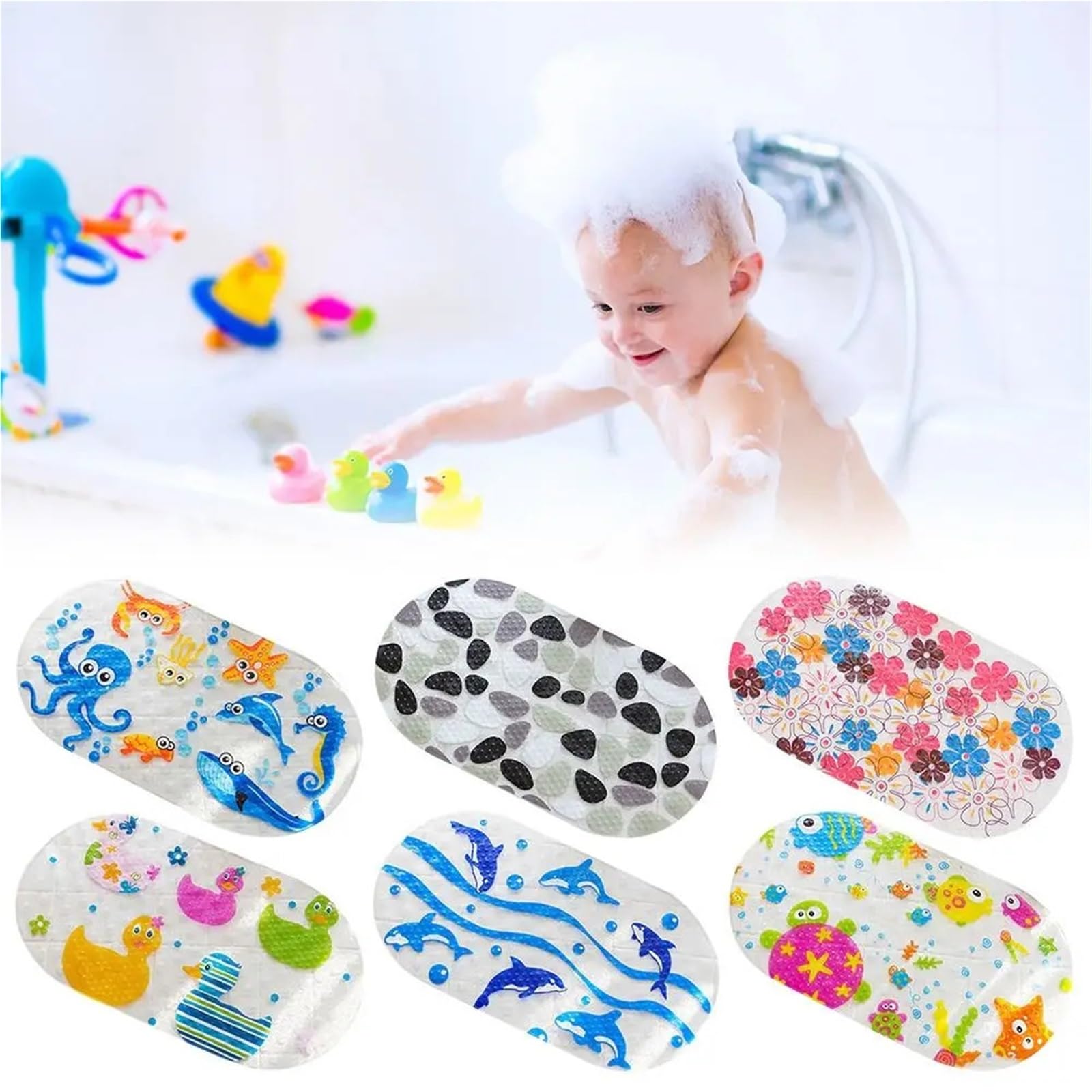 Alfombrilla De BañO Almohadilla de Masaje Antideslizante Suave, Alfombrillas de PVC for bañera, Alfombra de baño, Alfombrilla de Ducha, Alfombrilla de baño para Divertida(C)