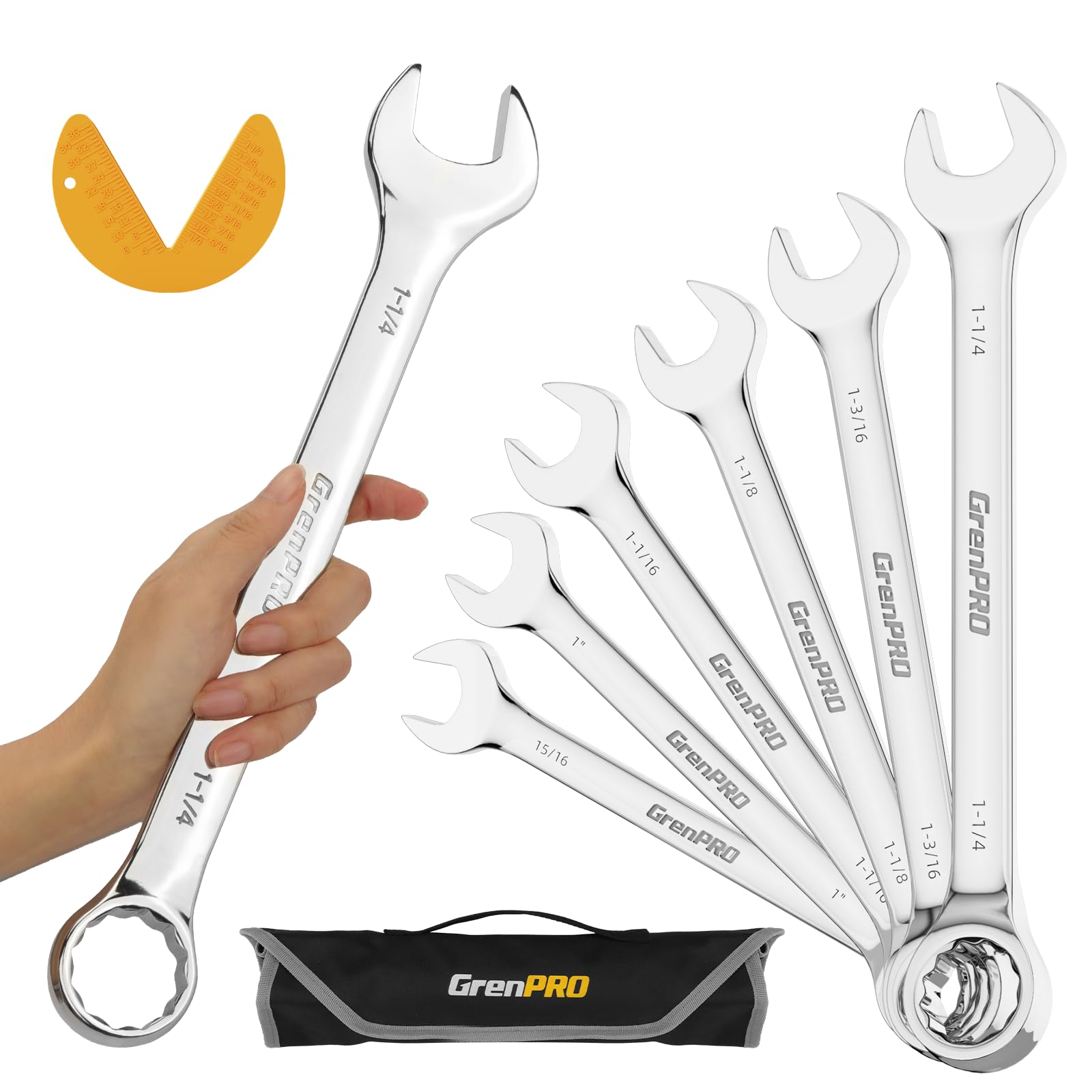 GRENPRO SAE Wrench Set, Large Wrench Set, 7-Piece 15/16?, 1
