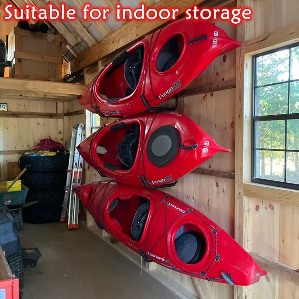 Garage Storage Kayak Hooks, 39.5cm Heavy Duty Storage Hanger, Wall Mounted Rack for Hanging Canoe Paddleboard Surfboard - Image 4
