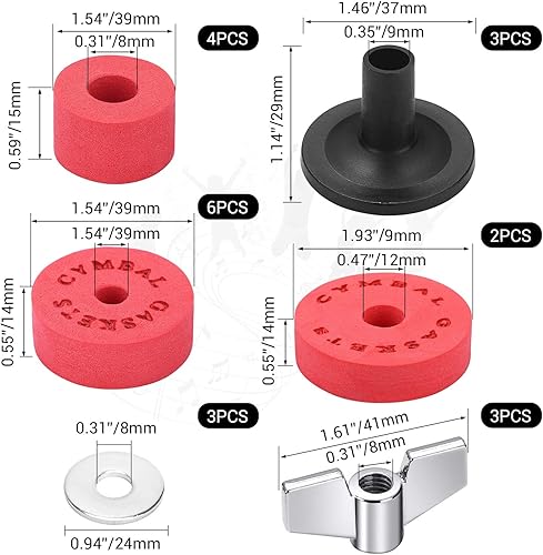 Miniatura 2 de Facmogu 23 accesorios de repuesto de platillos de material EVA tubos de soporte de platillo almohadillas de EVA para platillos de tambor que