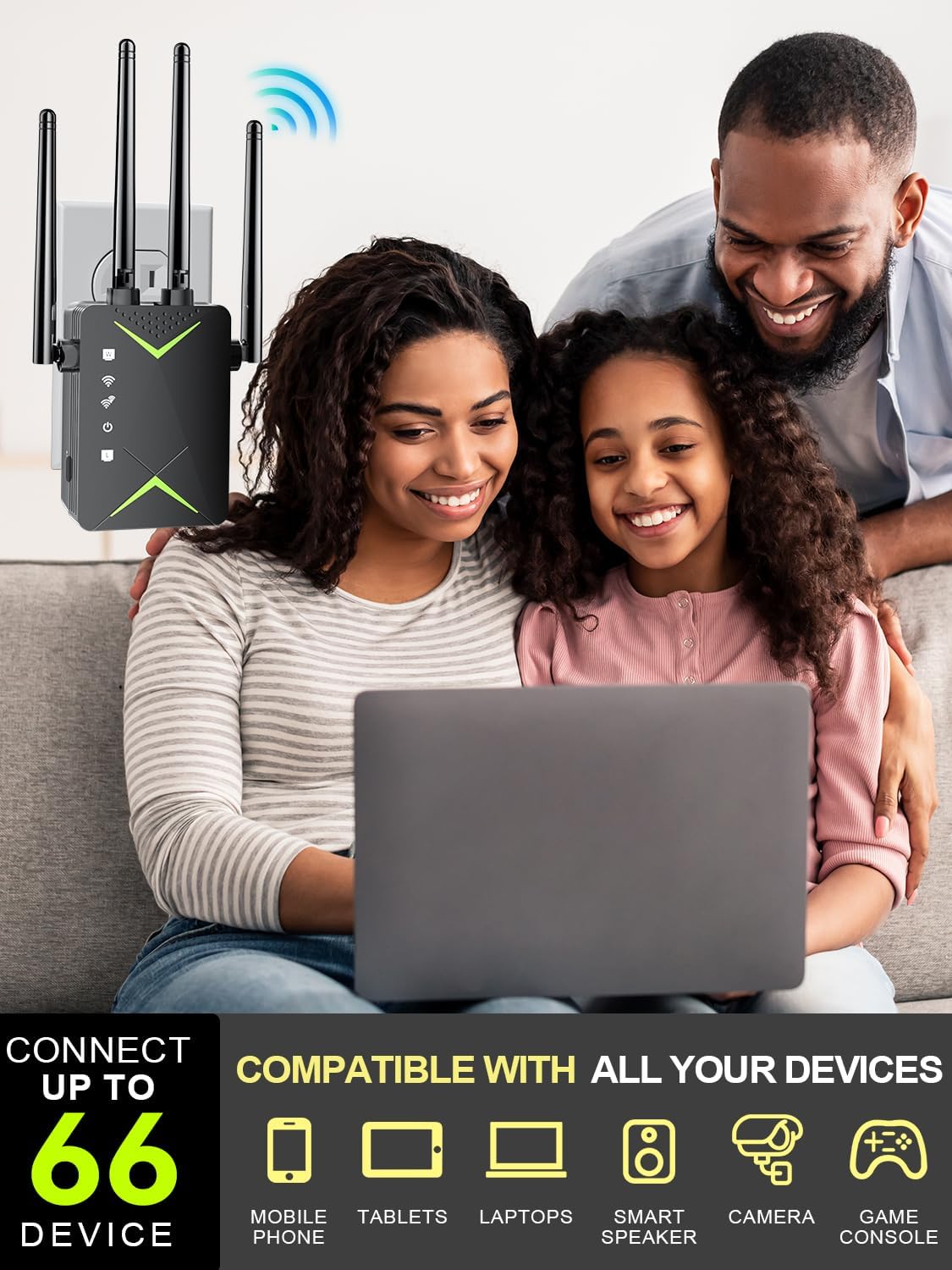 WiFi Extender Signal Booster for Home, Covers 18,500 Sq Ft, Ethernet Port