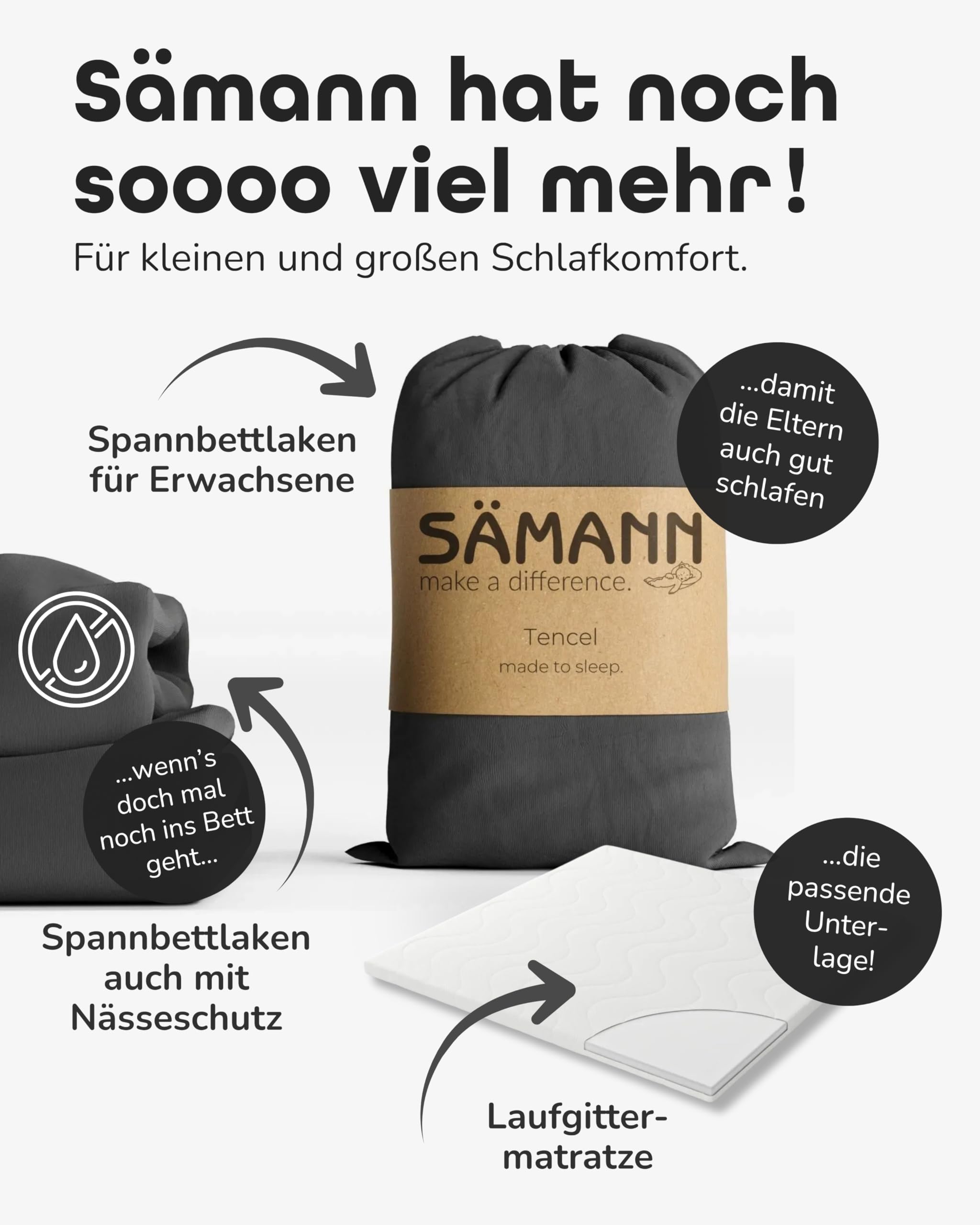 Sämann Laufstall faltbar Baby 100x100 cm mit Cloud Air Matratze | stufenlos höhenverstellbar | Laufgitter Premium | Babybett aus Holz | Krabbelgitter natur