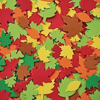 Colorations Colorful Foam Leaves, 500 Pieces, Assorted Colors & Sizes, Foam Shapes for Crafts, Precut Foam Leaf Shapes for Kids in Assorted Sizes, Ideal for Schools, Daycares, & Home Use, Kids Crafts