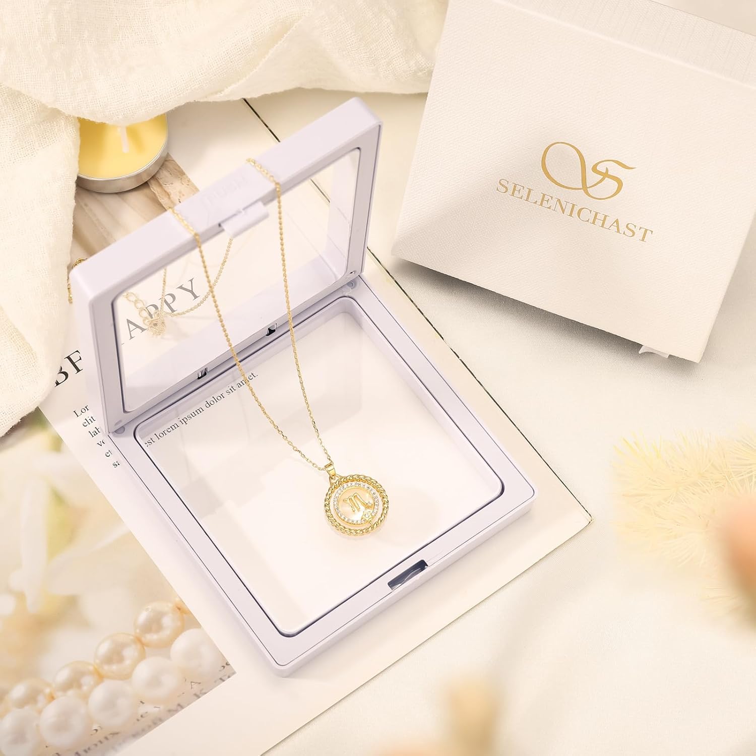 SELENICHAST 14K Gold Dainty Zodiac Necklace for Women,Gold Plated Rotatable 12 Constellation Astrology Necklaces Birthday Jewelry Gifts - Image 7