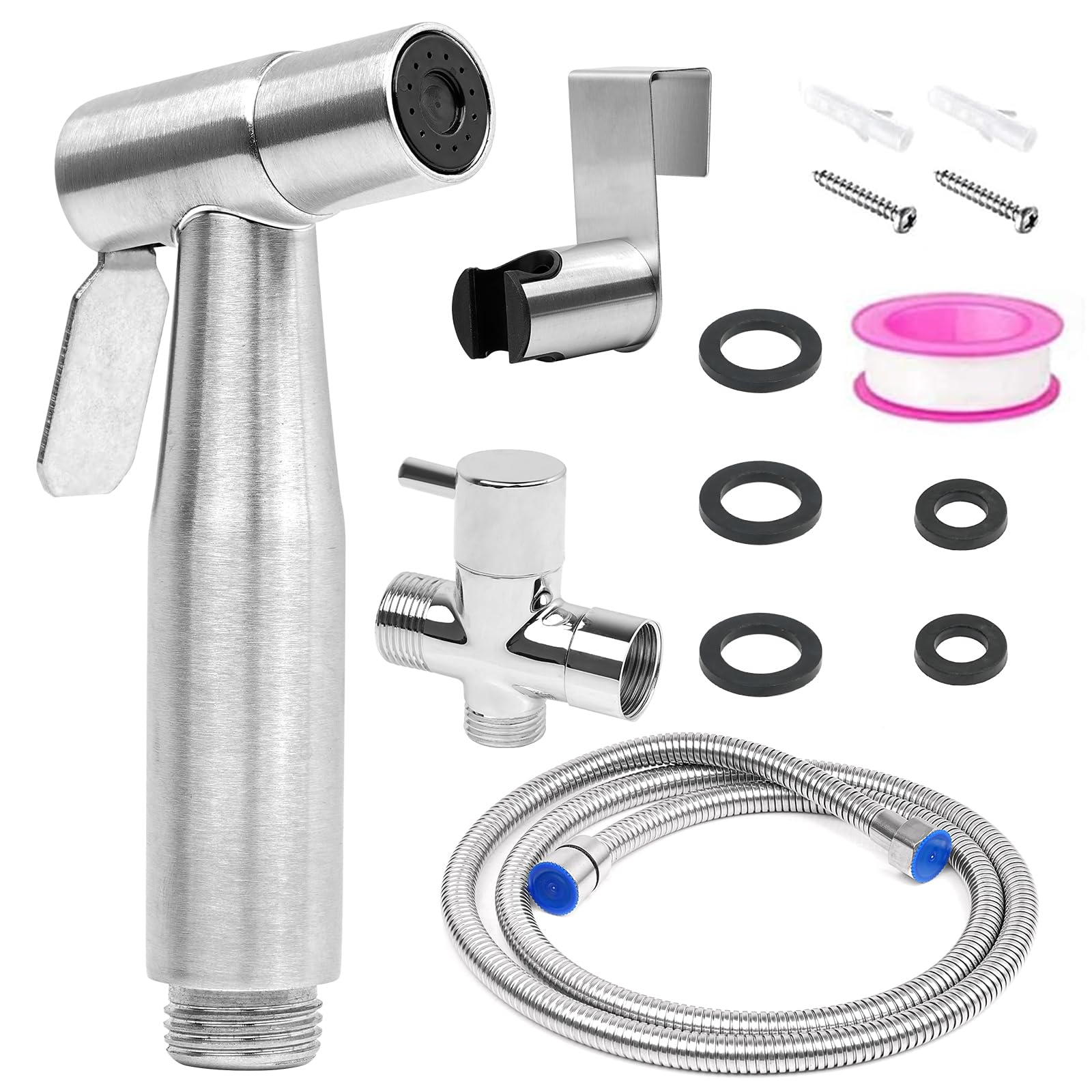 Handheld Bidet Sprayer for Toilet Adjustable Water Pressure with Hose for Feminine Wash Stainless Steel Toilet Bidet for