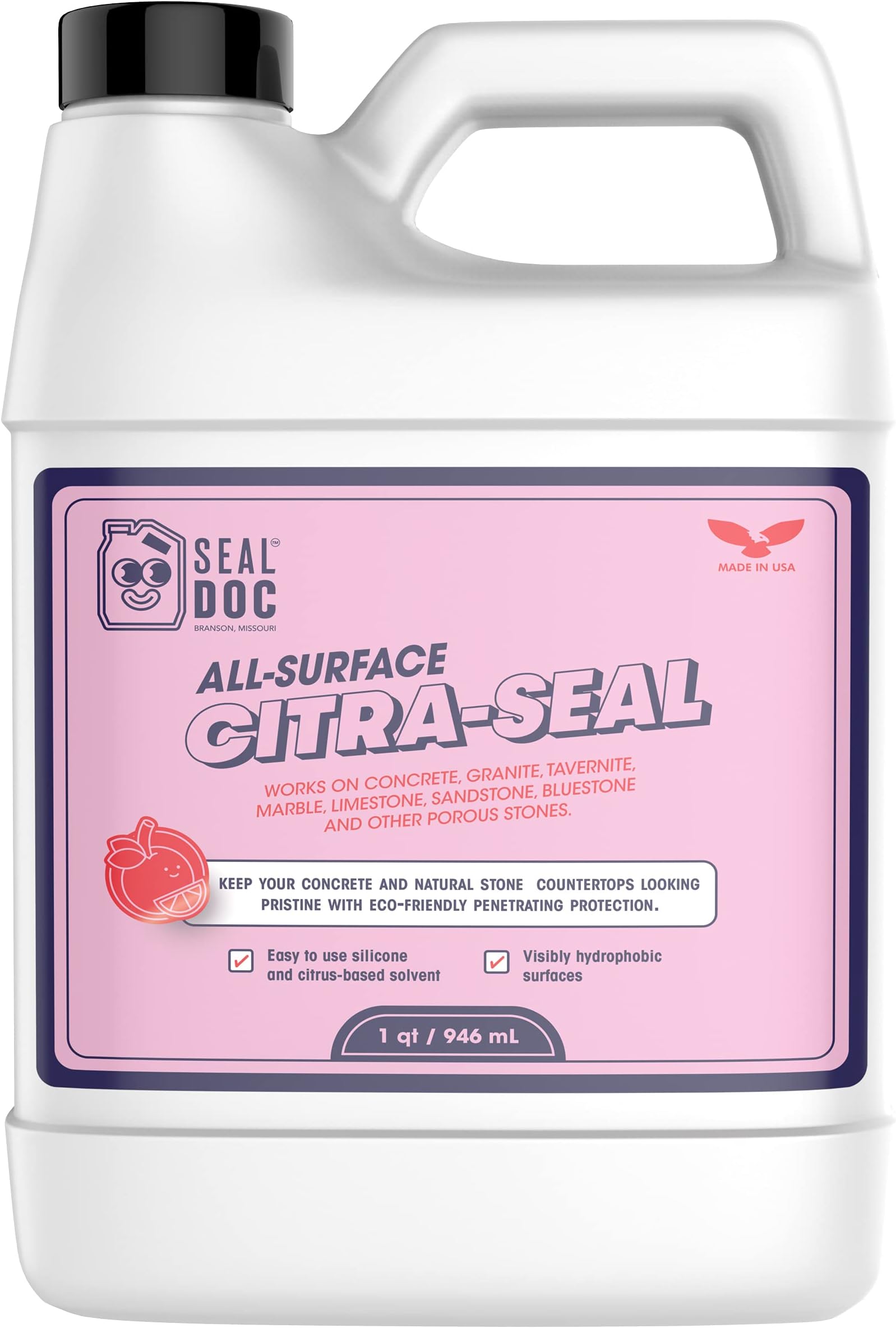 Citra-Seal Penetrating Stone & Tile Sealer for Quartz, Marble, Granite, Concrete, Grout, and More! with The Power of Natural Orange Oil (1 qt)