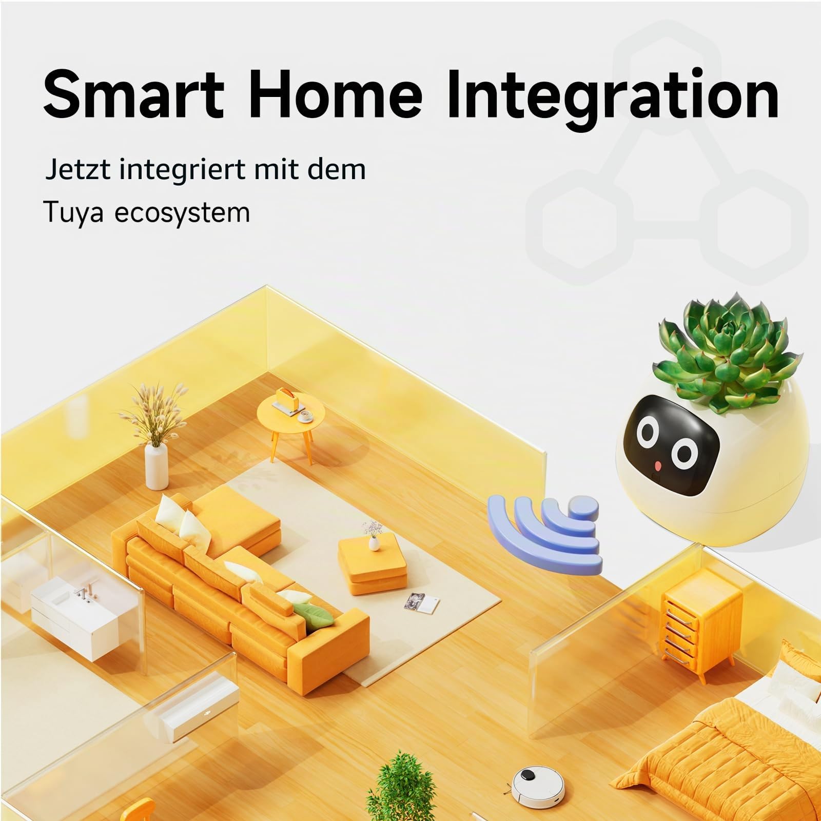 PLANTSIO Oändlig Rolig Smart Husdjursplanterare Murgröna, 70 Uttryck, 7 Smarta Sensorer Och AI-Chip Gör Det Enkelt Roligt Att Växa (gul