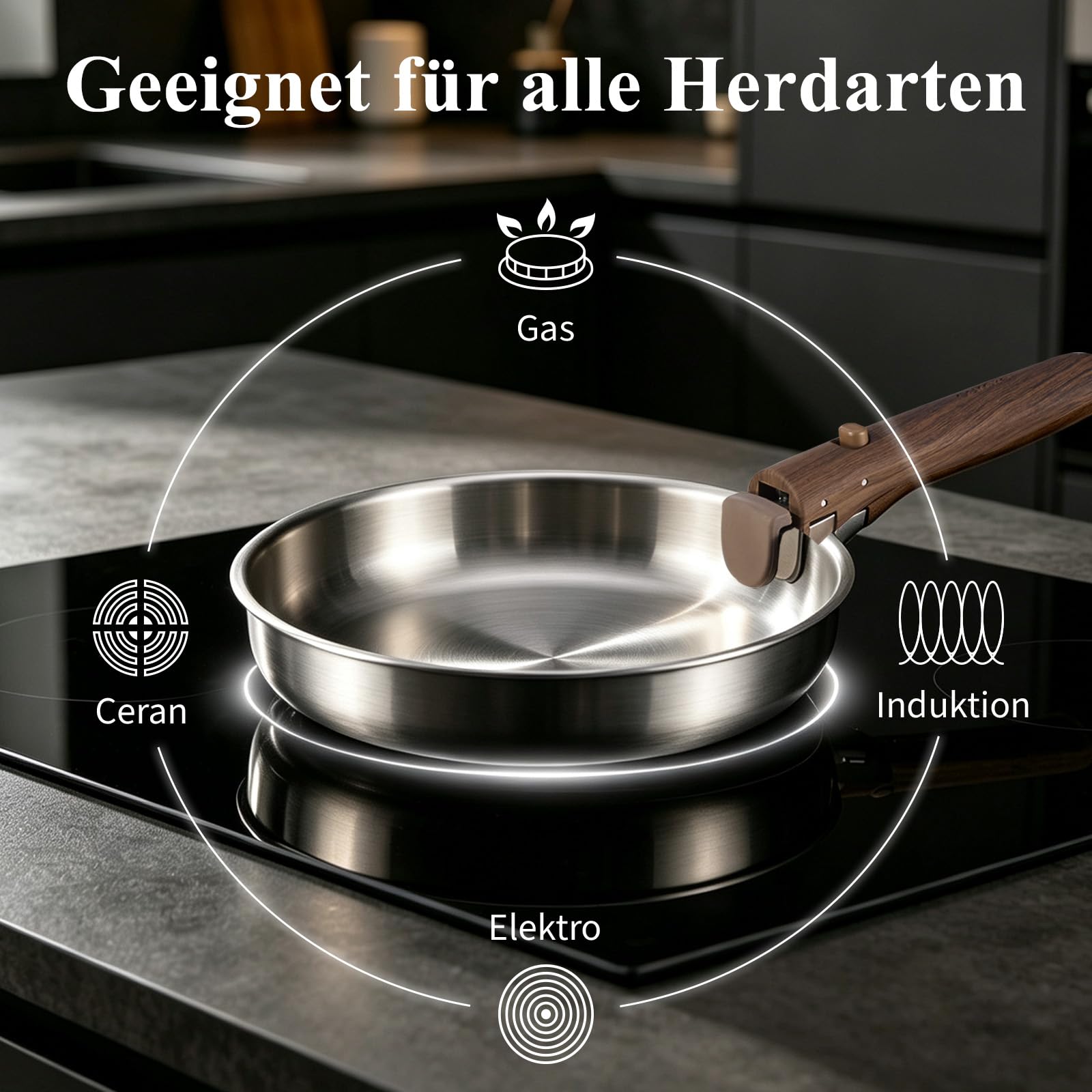 CAROTE 13-tlg, Edelstahl Topf und Pfannenset abnehmbarer Griff Induktion