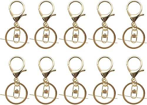 10 piezas de cierres giratorios de langosta con cadena de extensión, llavero de gancho para llavero para hacer joyas, encontrar llaveros de