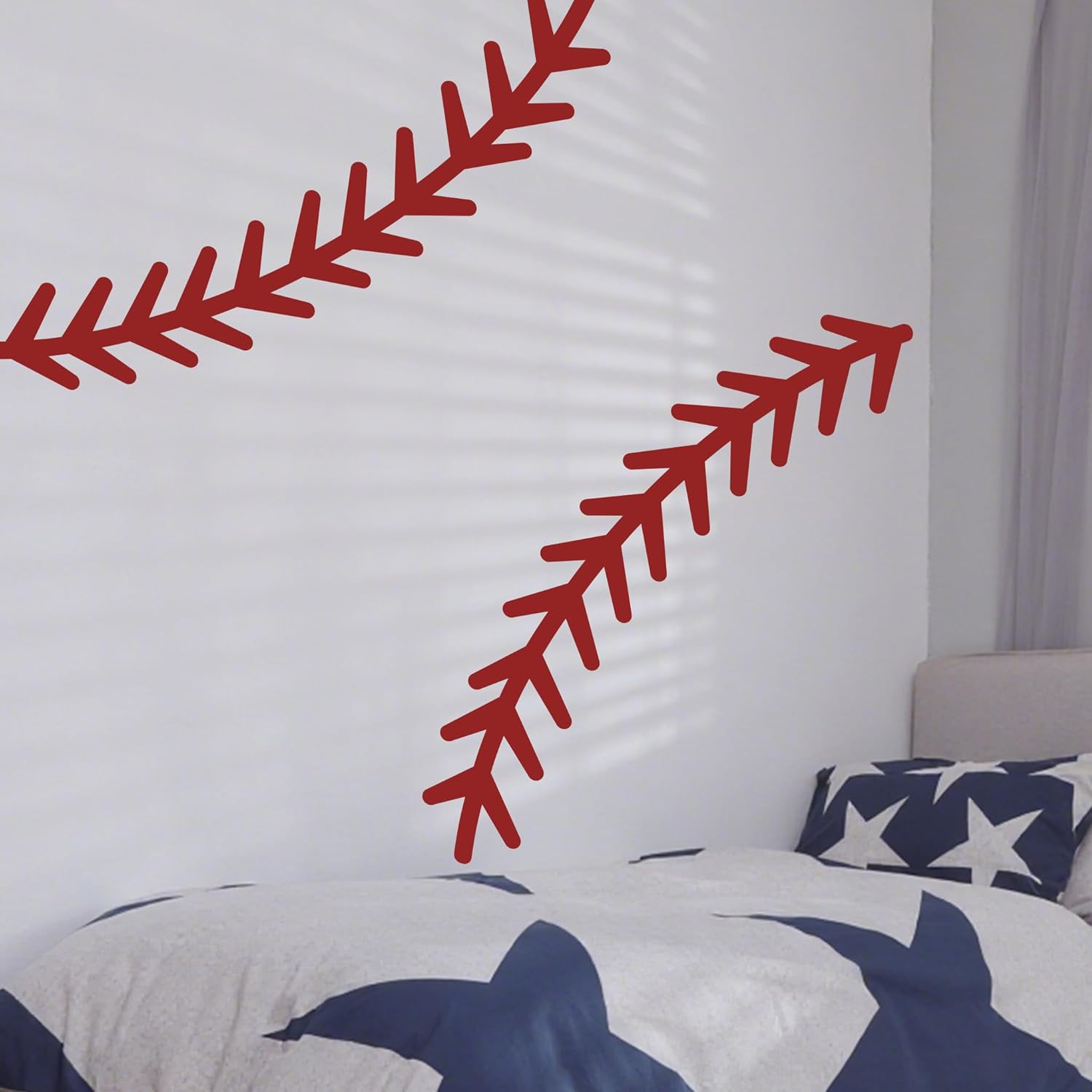 Baseball Stitching Stitches Wall Decal,Large Baseball Wall Stickers,Removable Self-Adhesive Vinyl Baseball Art Wall Decoration,for ceiling decoration in teenage boys' and girls' bedrooms and game room