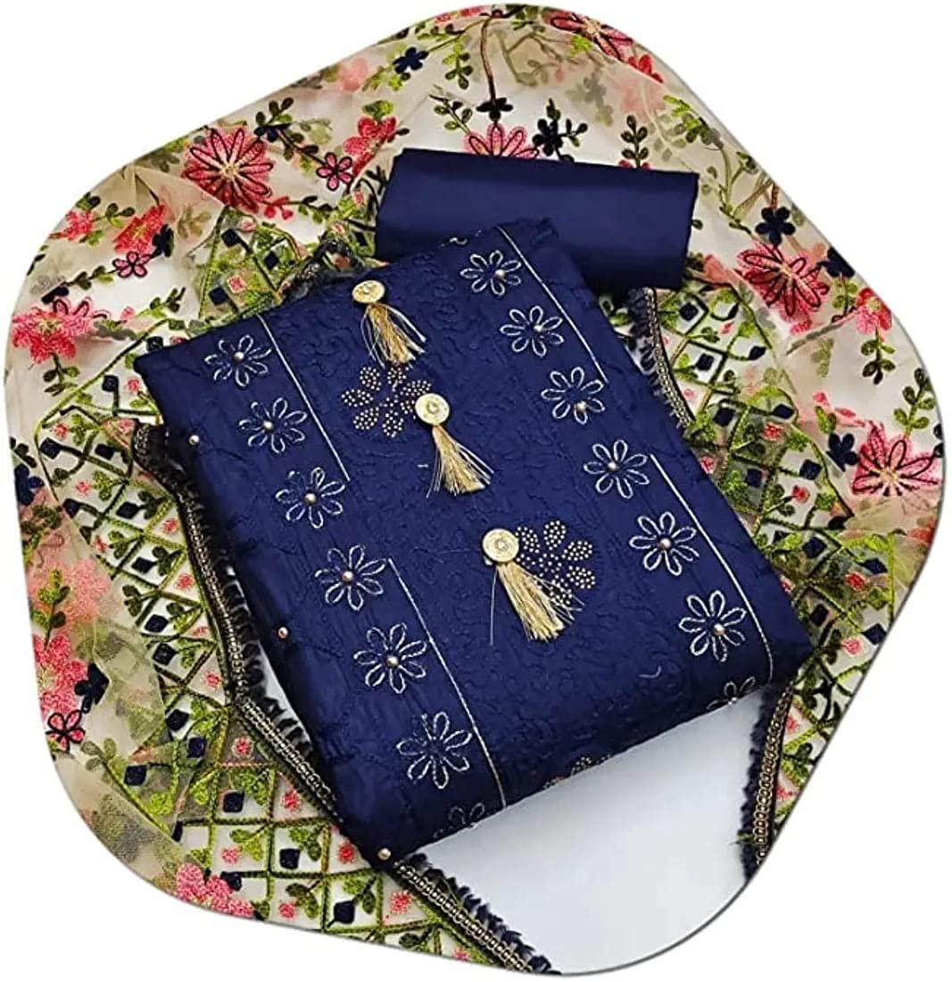 di'chika Women's Pure cotton embroidered salwar suit/dress material with heavy dupatta set-picture-60