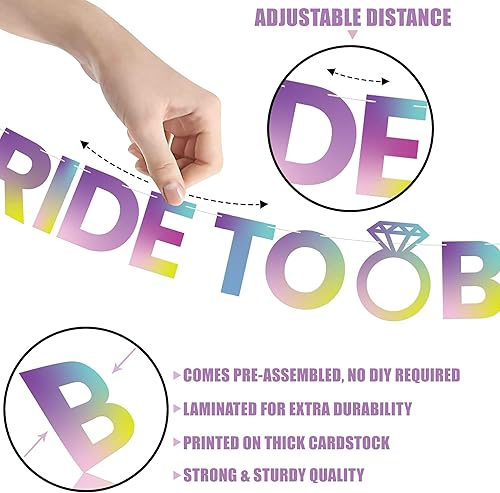 Miniatura 3 de KatchOn, Cartel iridiscente de la novia con texto en inglés Bride To Be, Bride To Be, Bride To Be, decoraciones para despedida de soltera,