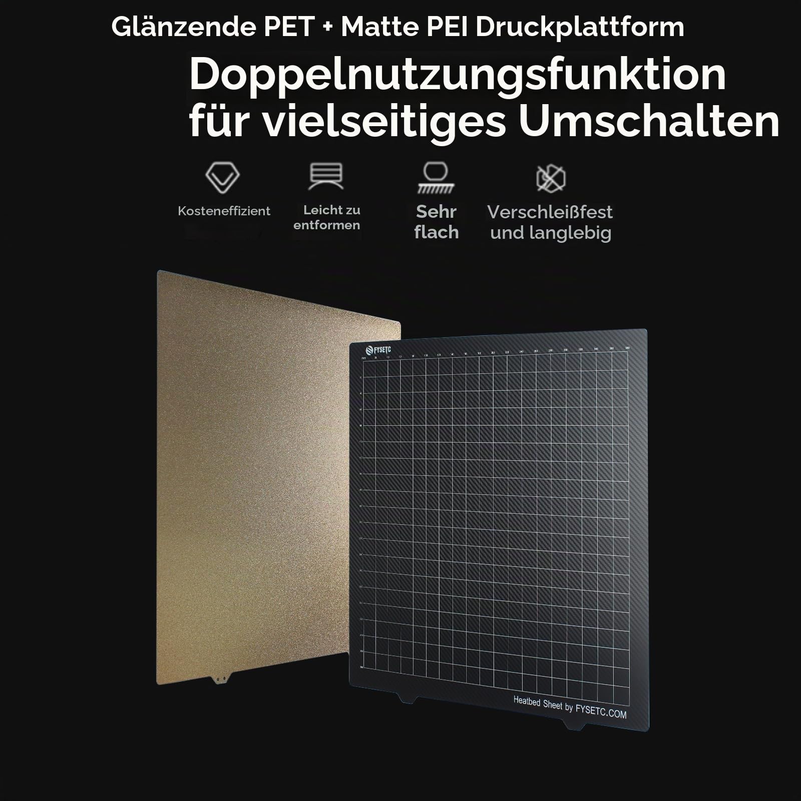 BCZAMD 3D Drucker Zubeh 430 430mm Druckplatte for Kobra 2 Max Neptune 4 Max Druckbett: Beschichtung Texturiertes PEI mit glatter PET CF Ober Flexfeder Stahlblech Filament 1.75mm Plattform