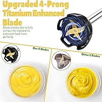 Vista 5 de Licuadora de mano de inmersión, 800 W, resistente a los arañazos, batidora de mano de acero inoxidable de 21 velocidades, batidora de mano con motor