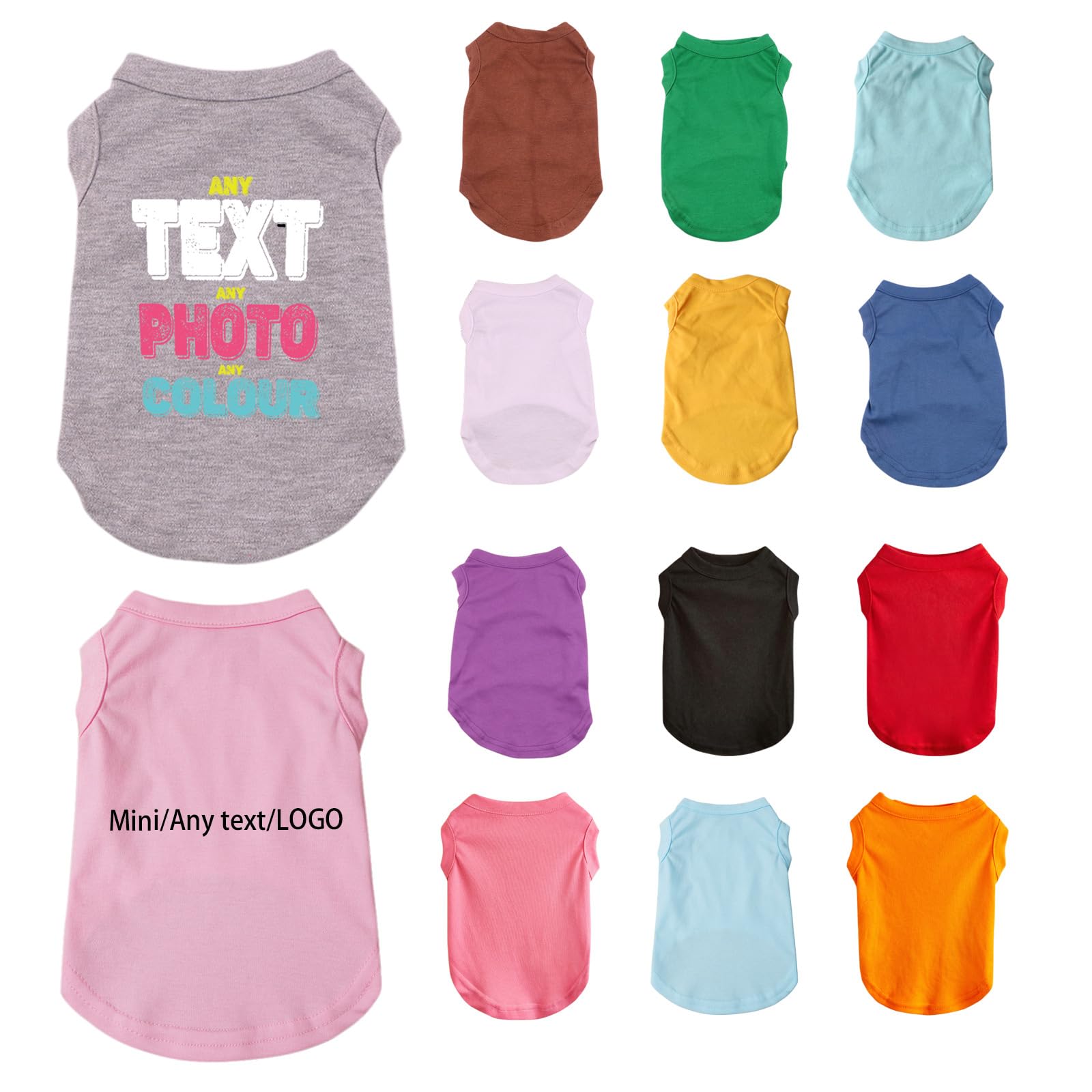 Personalised Dog T-Shirt with Text, Logo, Image, Name Print, Custom Breathable Summer Clothes for Small, Medium, Large Dogs (14 color to choose, M)