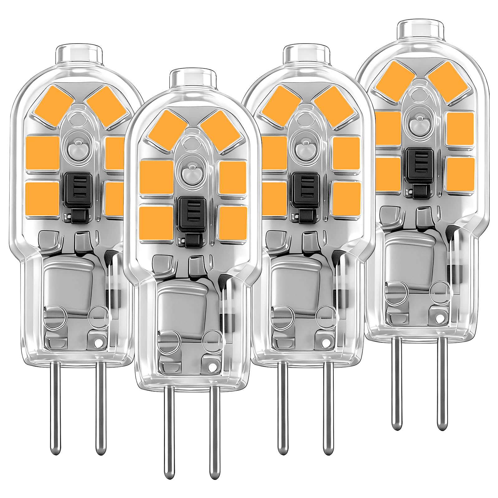 LUHMQ G4 LED Birne 2W ersetzt 20W Halogen,AC/DC 12V-24V Niederspannung,MR11 Bi-Pin Sockel - Für Landschaftsleuchten, Unterschrank-Pucklichter, Kronleuchter, Haushaltsleuchten (Warmweiß 3000k, 4 Stück)