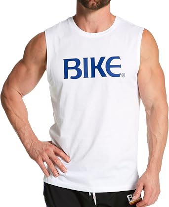 Bike Mens 100% Cotton Sleeveless Logo T-Shirt, BAM130, White, 2XL