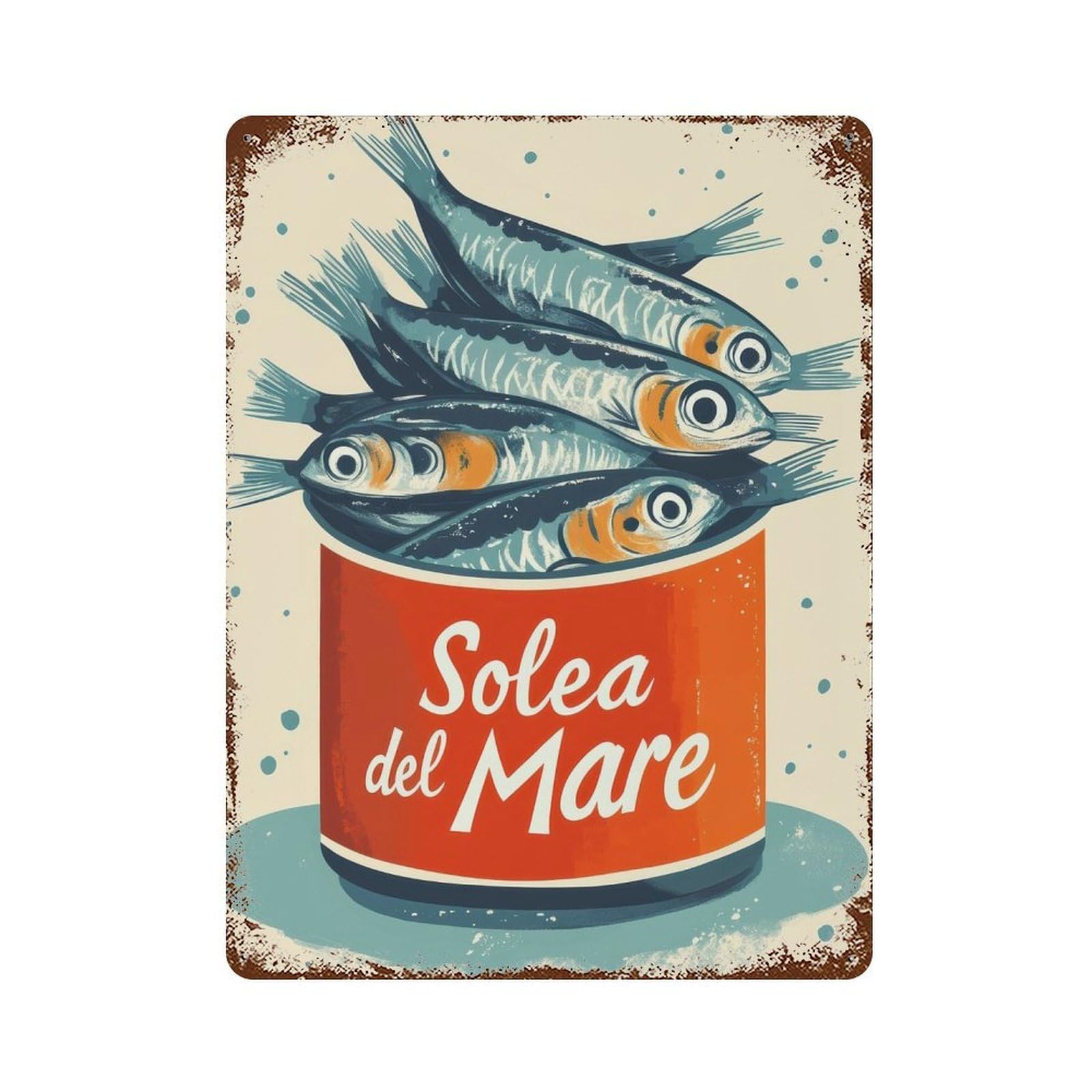xiaoxiaoshen Sardines Travel Vintage Coastal Whimsical Fish Wall Decor Art Metal Tin Poster Modern Home Decor Art Home Bar Shop Decorations Vintage Sign 40x30cm