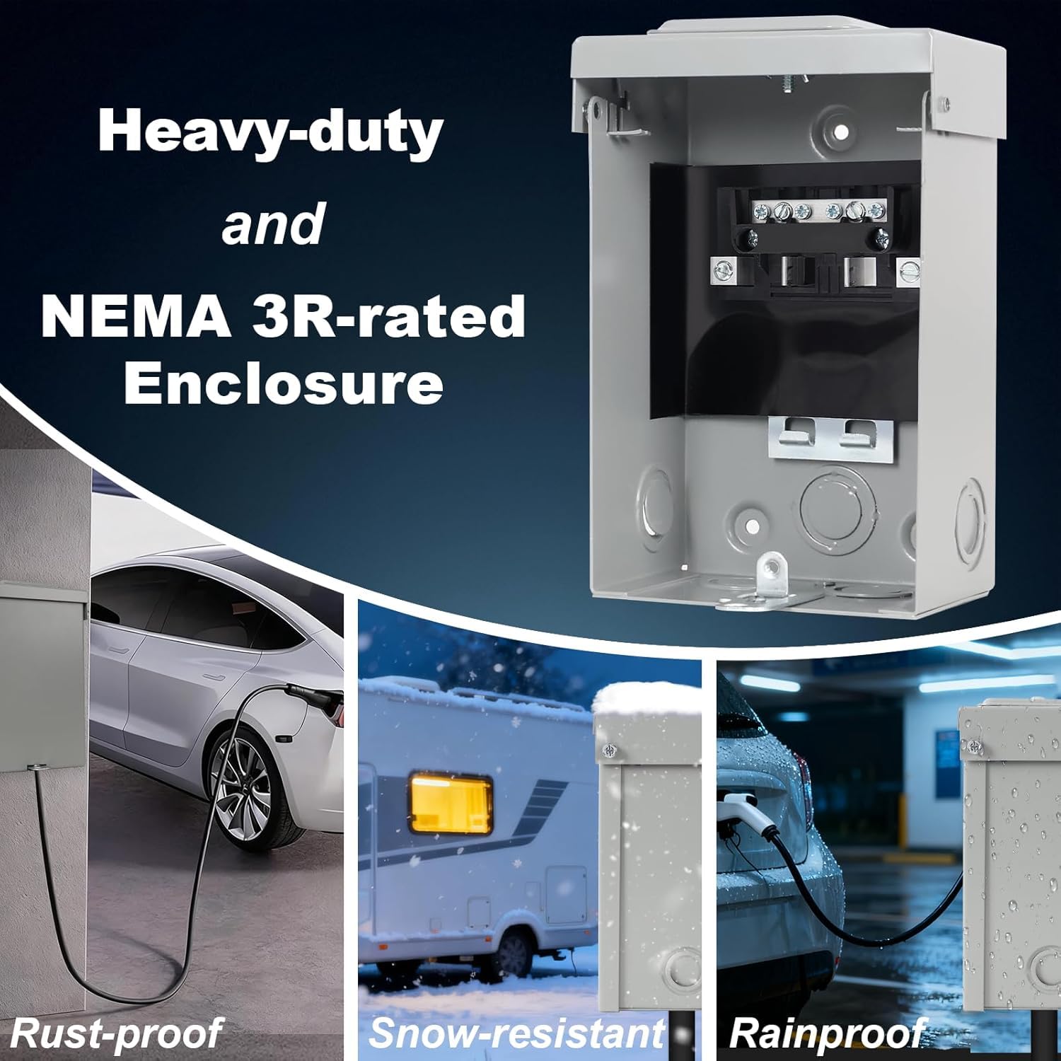 60 Amp Sub Panel, 2-Space 3-Wire Circuit Breaker Box - Compatible with Siemens Q Series Breakers, Waterproof Heavy-Duty Rustproof Shell, Indoor & Outdoor Use