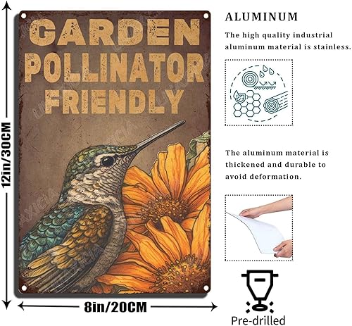 Miniatura 2 de LIUAXICIA Letreros de metal divertidos para jardín, letreros de metal con diseño de colibrí, para garaje, hogar, cafetería, bar, granja, pared,