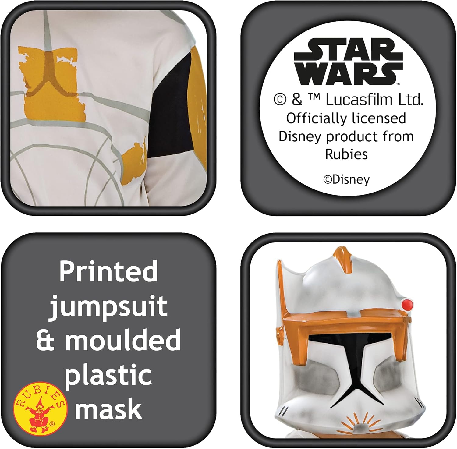 Rubies Star Wars Clone Wars Child's Clone Trooper Commander Cody Costume and Mask, Medium : Everything Else