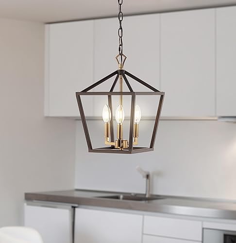 Miniatura 7 de JONATHAN Y JYL7601D Pagoda 10" 3-Light Iron Classic Modern Lantern Bohemian, Cottage, Farmhouse, Rustic, transicional LED colgante, bronce