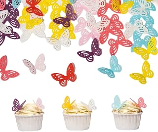 60-Piece Edible Wafer Paper Butterfly Cake Toppers, Mixed Colors