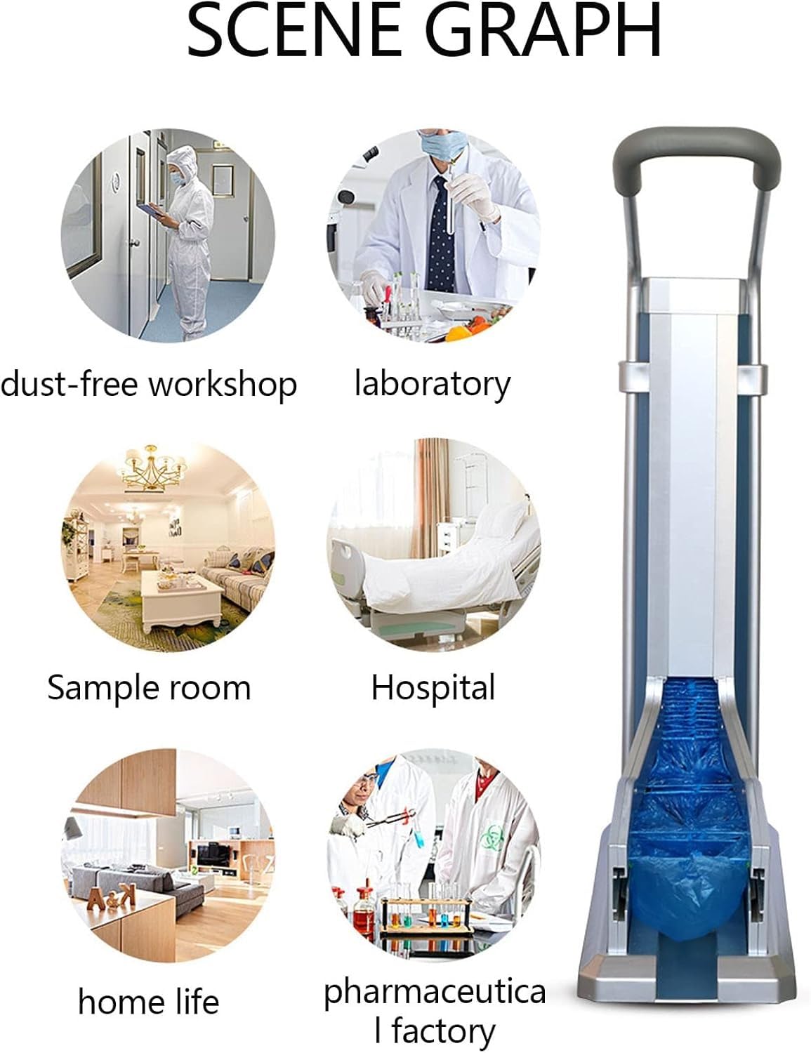 Dispensador automático de cubrezapatos - Sin electricidad, tipo tirador, con construcción de ABS resistente, ideal para el hogar, la oficina, el aula y salas blancas