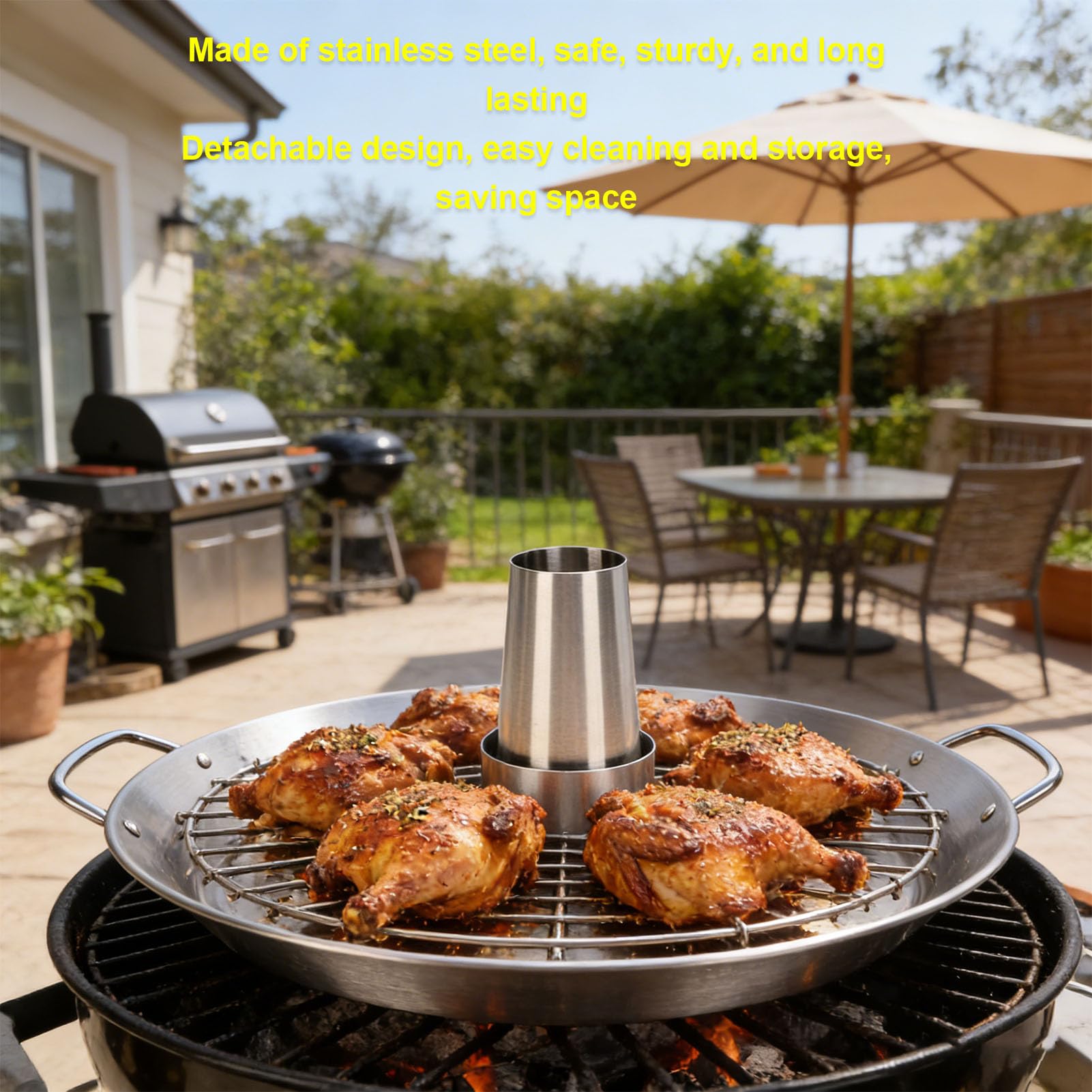 Haofy Soporte para Latas de Cerveza para Pollo, Rejilla Redonda Desmontable de Acero Inoxidable de 37,64 Oz para Parrilla de Barbacoa, Horno Ahumador, Asado Uniforme para Pollo Entero