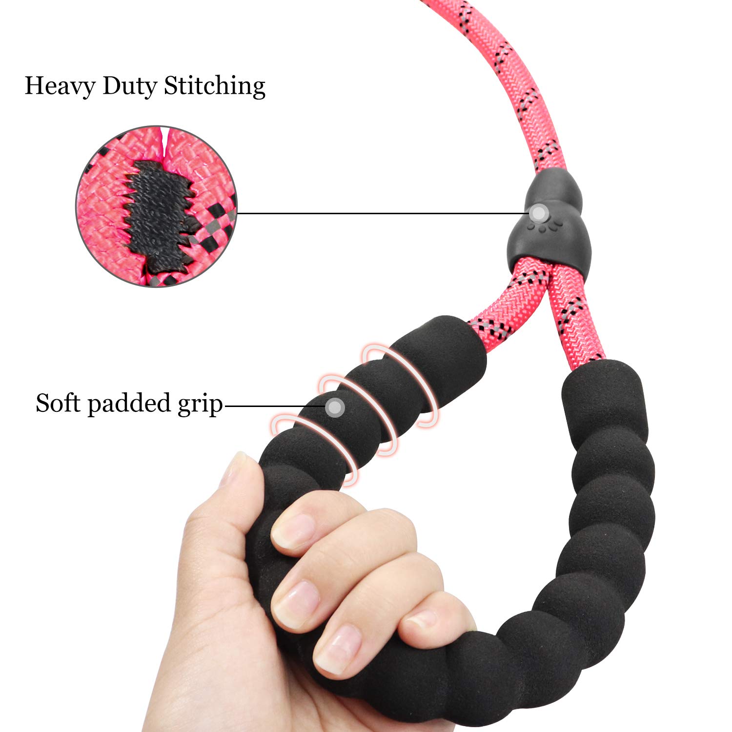 TagME Riflessivo Guinzaglio per Cani Taglia Media,Guinzaglio Retriever, Guinzaglio Addestramento per Cani,Ø10mm x 185cm,Rosa