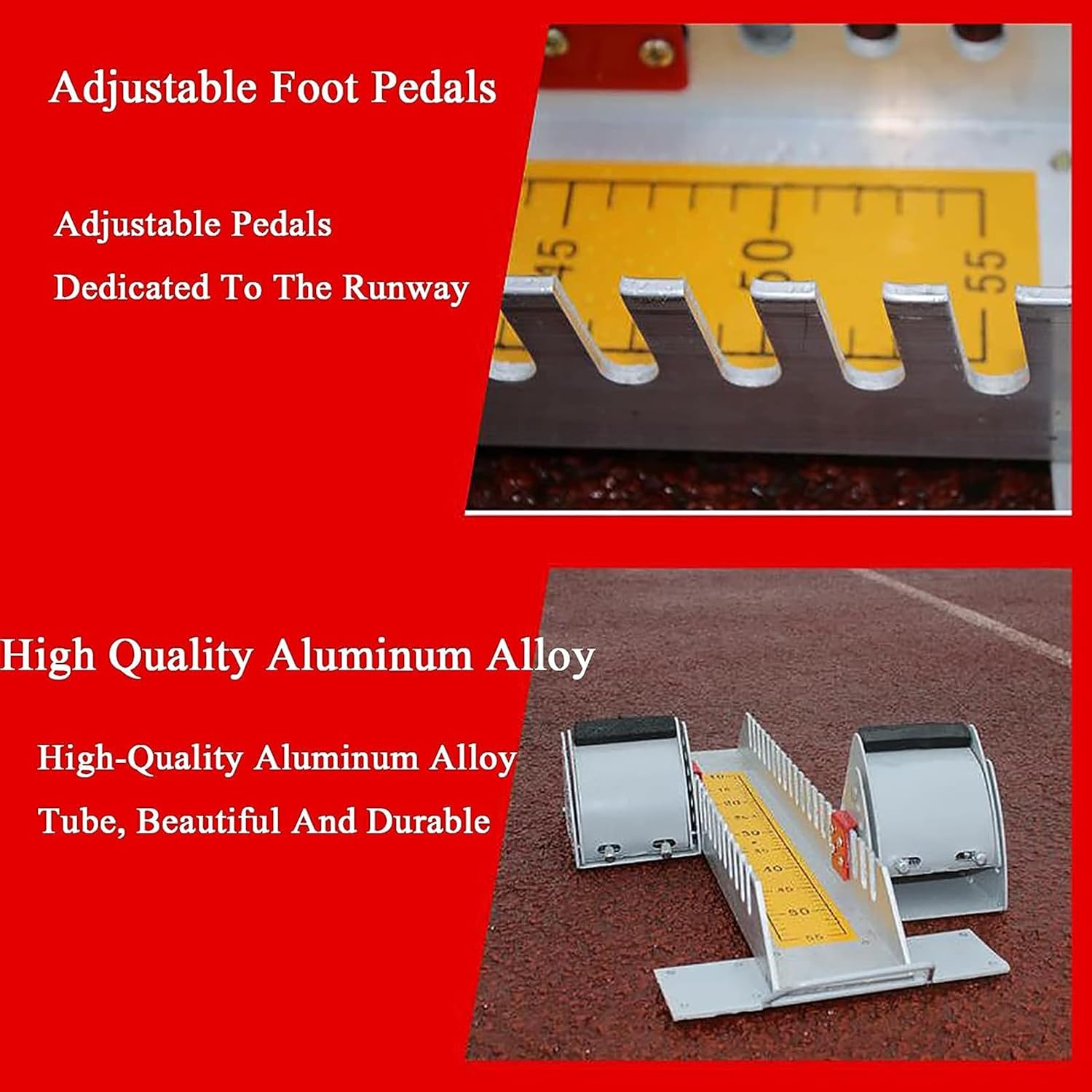 Multi-Function Starting Block, Athletics Track Starting Block, 6 Angle Adjustable Sprinter Track, with Standard Card Ruler, Strong Grip, for Plastic Runway Cinder Track