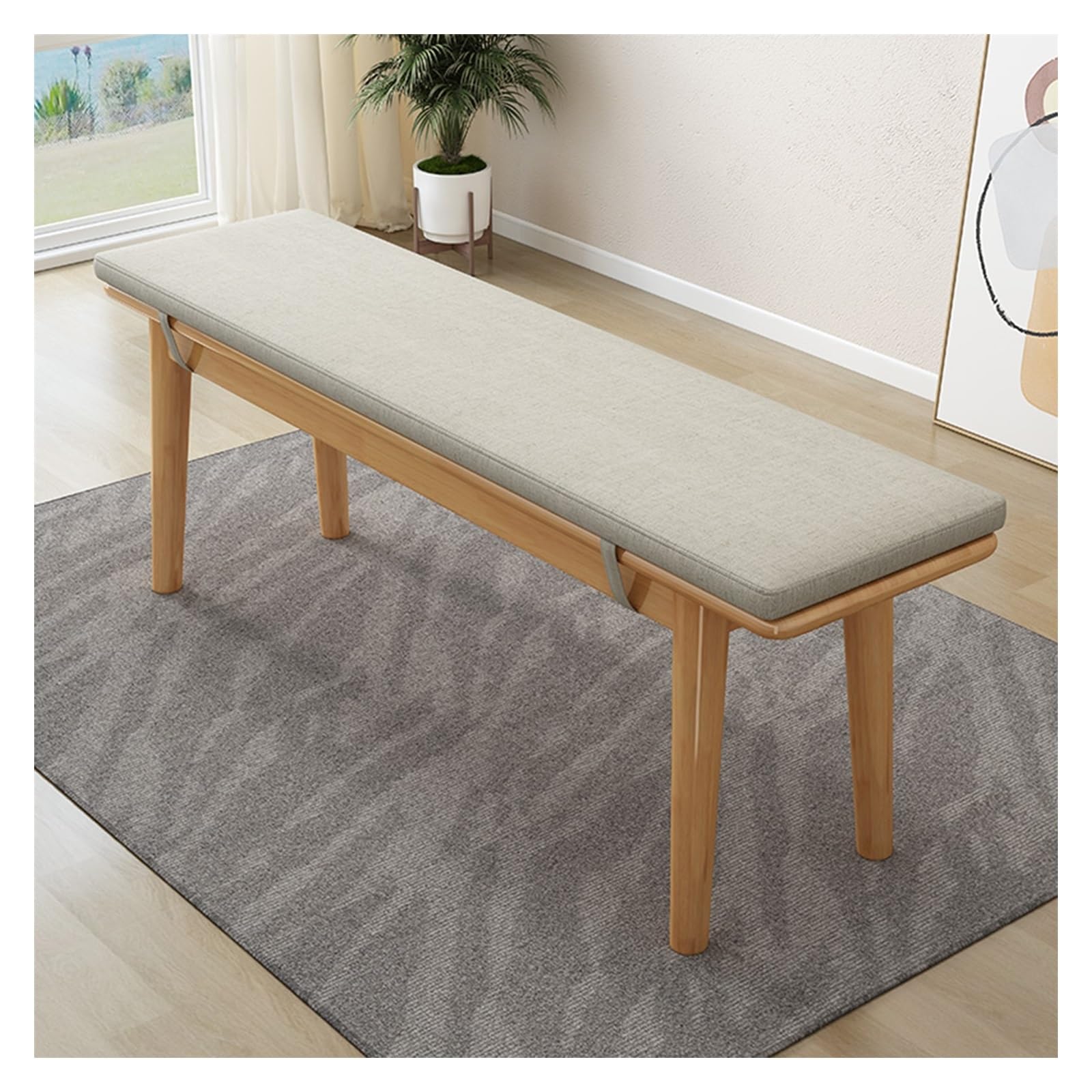 Banco de entrada moderno en lino ideal para decorar el pie de cama del dormitorio