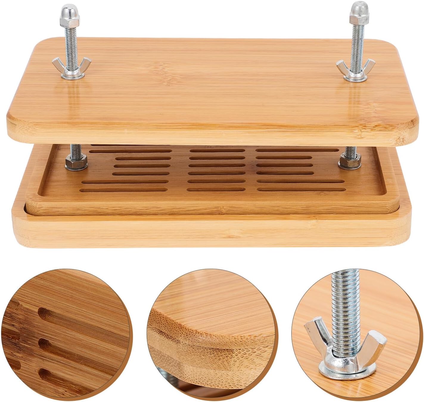 Ciieeo Tofu Press with Adjustable Pressure and 3-layer Draining Tray, 26x15cm Soybean Curd Mold for Homemade Tofu Making, Kitchen Food Strainer for Household Cooking